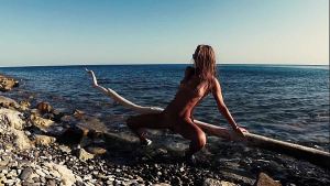 Outdoor sex. Hot russian slut nudist girl have fun on the wild beaches