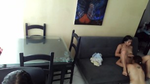 I eat my best friend’s pussy in her living room