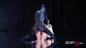 A sexy hottie gets fucked by a female alien in a cave on an exoplanet