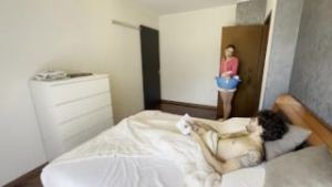 I fucked the red-haired cleaning lady from the hotel and cum in her mouth (Dialogues in Italian)