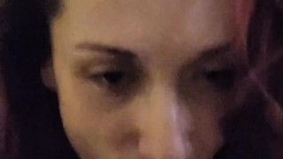 Blowjob queen drains my cock again with her throat