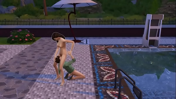 Молодой господин грубо трахнул сочную горничную возле бассейна
