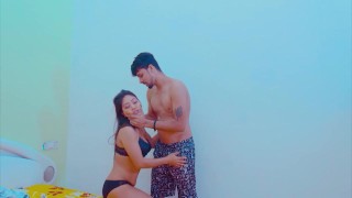 Indian slim sexy Sali is seduced by her naughty Jija on the bed