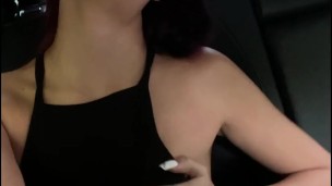 Sexy girl masturbates in my car after a party