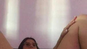 Beautiful latina girl showing and fingering her pussy