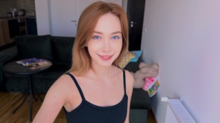 Cute sales assistant girl allowed to test Tantaly sex doll and her ass