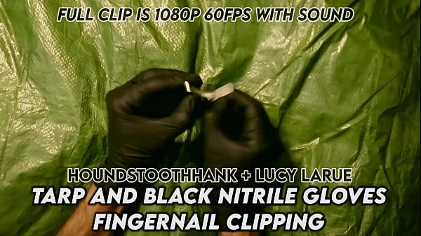 Tarp and Black Nitrile Gloves Fingernail Clipping