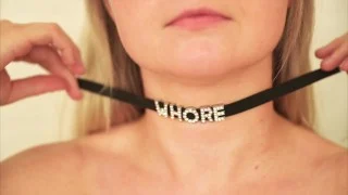 Butplugged submissive slave girl takes care of household in nylons, highheels and cuffs