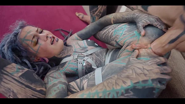 Double ANAL penetration for heavily tattooed Anuskatzz – sloppy bj, ATM and big anal gapes