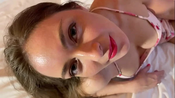 Fitness teacher model girl does workout and wears a dress no panties to flash her pussy and natural boobs before giving a handjob