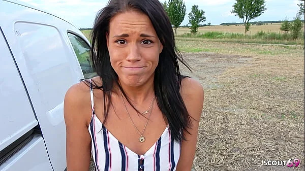 German brown Skin Latina Secretary give Boss a Risky Outdoor no condom Fuck and let him cum on her nice ass