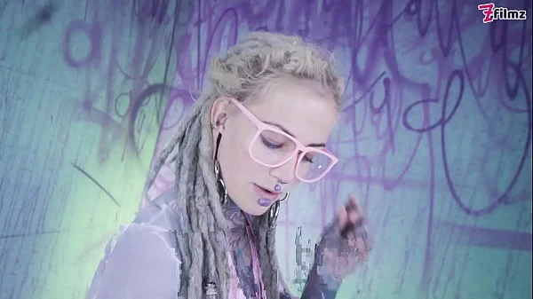 Glasses wearing Tattooed Girl loves the Tattooed Dick Fucking DP and Facial