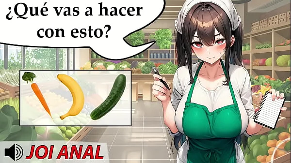 JOI Anal con frutas. La frutera te ha pillado y ahora quiere ayudarte. Voz española.