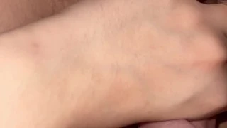 Rubbing daddy’s cock on my pussy until he gets hard