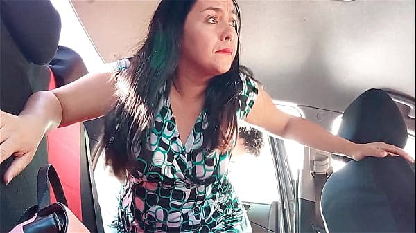 Stepson fucks his stepmom in the back seat of the car.