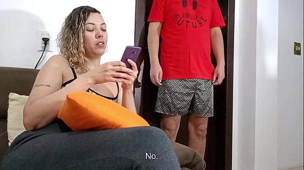 Step-mom suddenly gets a cock in her face and sucks until cumshot.