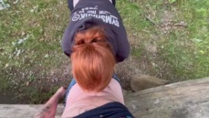 POV PUBLIC BLOWJOB – My Tinder Date Cums On My Enormous Tits In The Woods