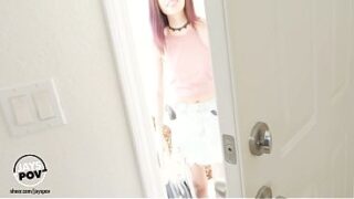 Beautiful Brunette Teen Newcomer Audrey Grace POV Casting Fuck