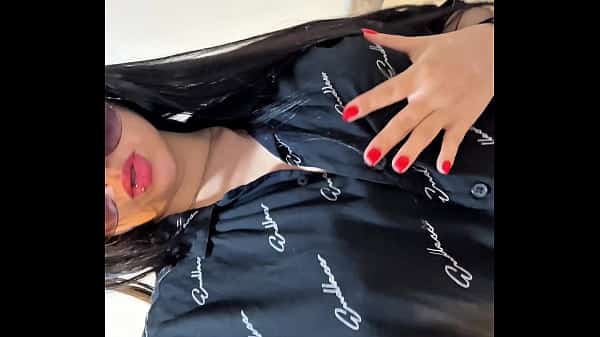 Beautiful college girl seduces you, pearls of her lingerie stuffed into her fat pussy