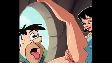 Betty Marmol es espiada por Pedro Picapiedras que la mira muy exitado y con la lengua afuera