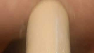 Big anal dildo ride by hot boy whit milk anal prolapse.