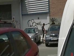 Bitch  in public on the streets and fucked in rough fetish sex