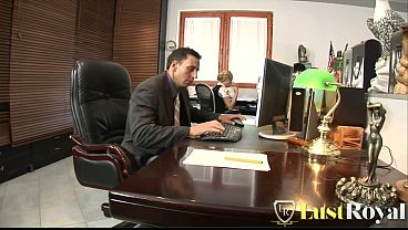 Blonde secretary with glasses and in nylons seduce her boss