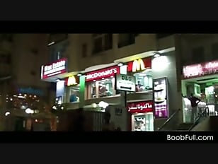 Brunette amateur walks the streets for sex adventures