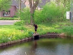 Chubby Brazilian chick takes a quick swim in the local river