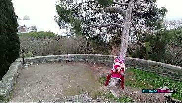 Chubby Russian girl in cosplay fucked outdoors and cumslow