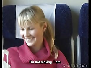 Czech streets Blonde girl in train