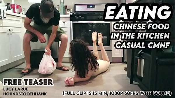 Eating Chinese Food in the Kitchen Casual CMNF