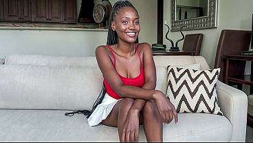 Gorgeous Black Model HARDCORE FUCKED By BWC In Amateur Couch Casting