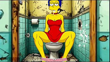 Married Housewife Marge Gets Fucked in a Dirty Public Toilet. Cartoon Parody. Glory Hole