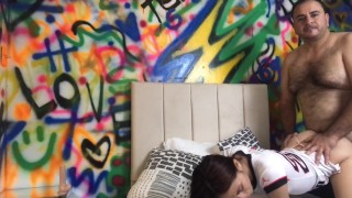 My delicious stepdad fucks me foursome for not doing homework