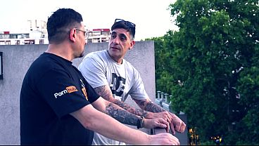 My neighbors (blonde with a big ass and brunette with big tits) invite us to a WILD QUARTET