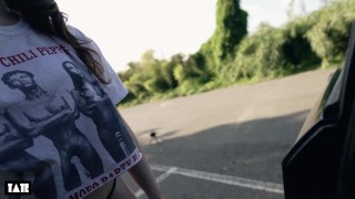 real amateur couple have sex in the car in a public place – little arden