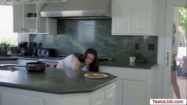 Scissor sex with my horny new babysitter