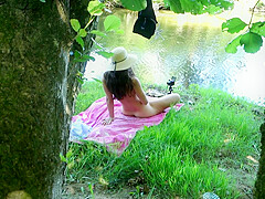 Solo Girl Exhibiting Outdoor At The River