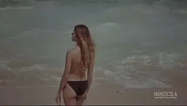 Stepsister pissed on my dick on the nude beach – 4K