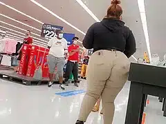 Bbw Walmart employee big booty wedgie see thru