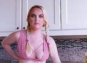 Big Butt Pigtails Babysitter Teen caught watching Porn and get Fucked by older husband while wife is away