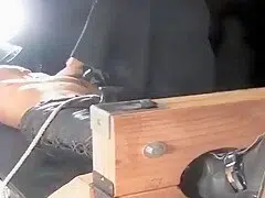 Biker twink gets oiled and milked by old men