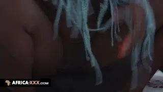 Blue hair woman picks up a guy in a club