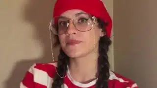 Busty brunette Waldo bounces on it after you find her lonely and feral