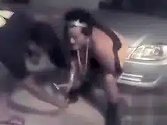 Chubby old Brazilian hooker takes a long piss