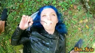 clarge selection of delicious warm sperm on the face of a cute teen girl with glasses who loves cock