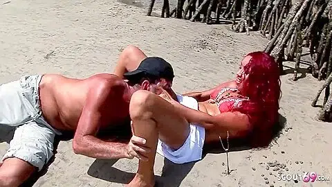 Redhead Curly Hair Latina Teen 18+ Marcia Rough Has Outdoor Sex At The Beach