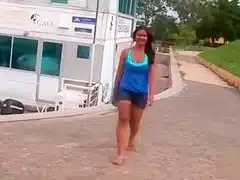 Smoking hot Brazilian sex bomb poses on the sandbeach