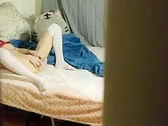 Spying on little step sister while she touches herself